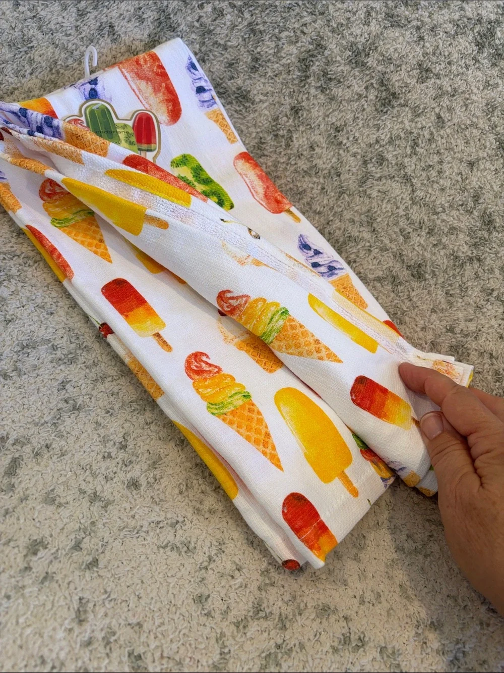 Ice Cream & Popsicle Kitchen Towels Set of 2 NWT Cotton 18x28” Cedarlane